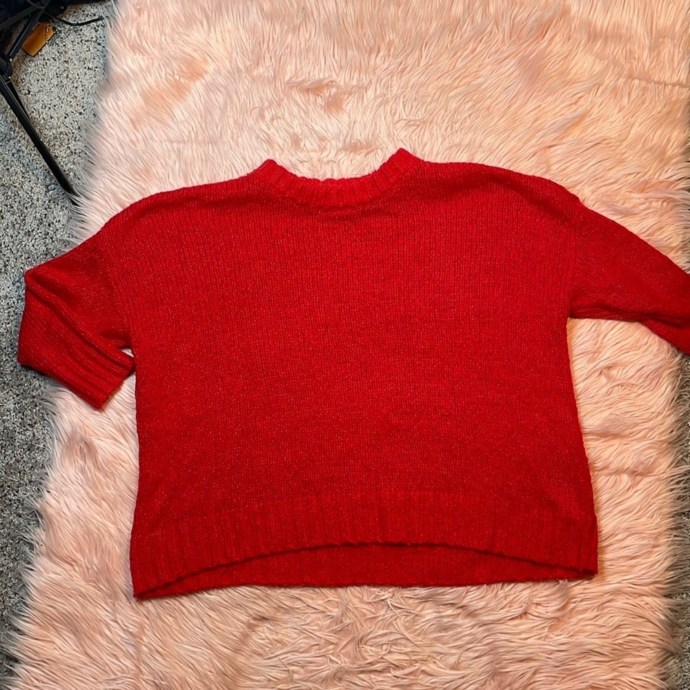Aerie Red Knit Oversized‎ Sweater Size Small